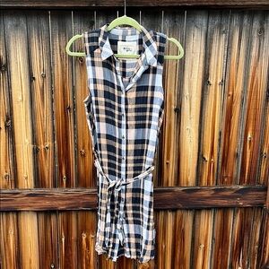 Anthropologie Sleeveless Plaid Button-Up Tunic